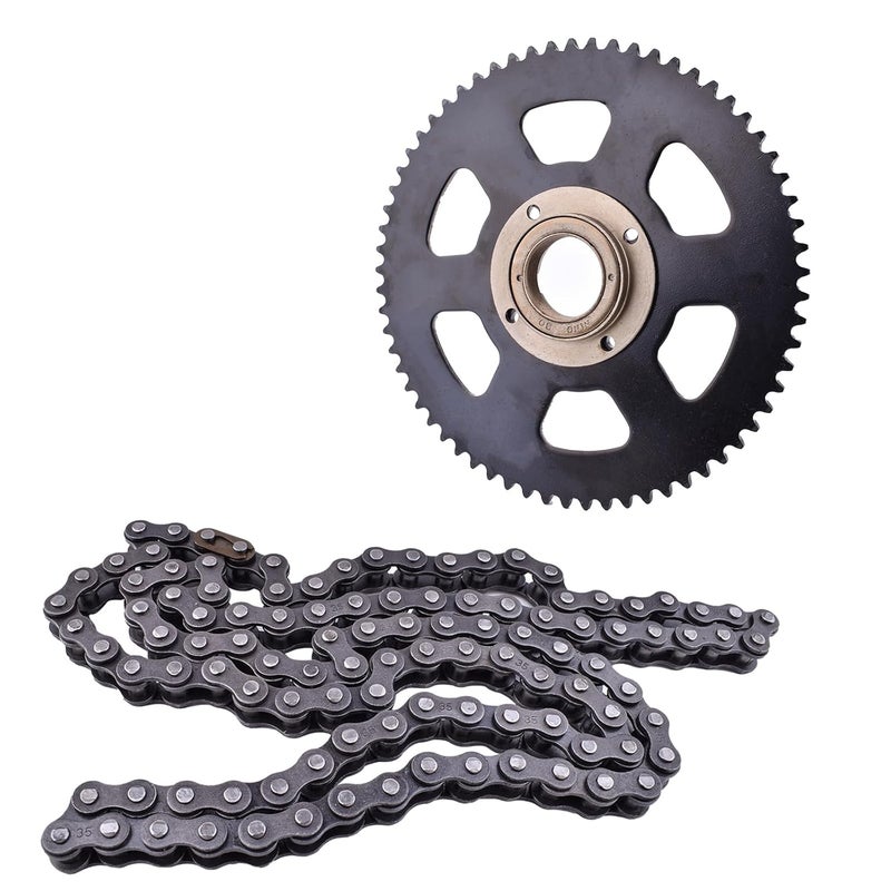 doinal 35# Sprocket Rear with Chain 108 Links Replacement for Razor Dirt Bike MX350 MX650 SX500 Accessories 65 Teeth Sprocket with Electric Bike Flywheel Adapter - Image 1
